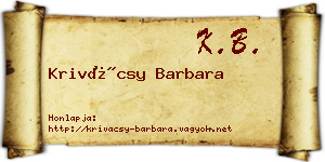Krivácsy Barbara névjegykártya