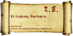 Krivácsy Barbara névjegykártya